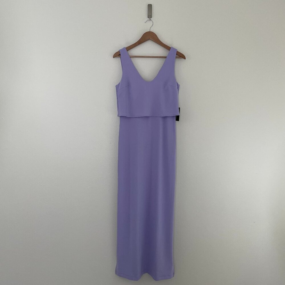 Boston Proper Beyond Travel Purple V Neck Side Slit Maxi Dress Size XS